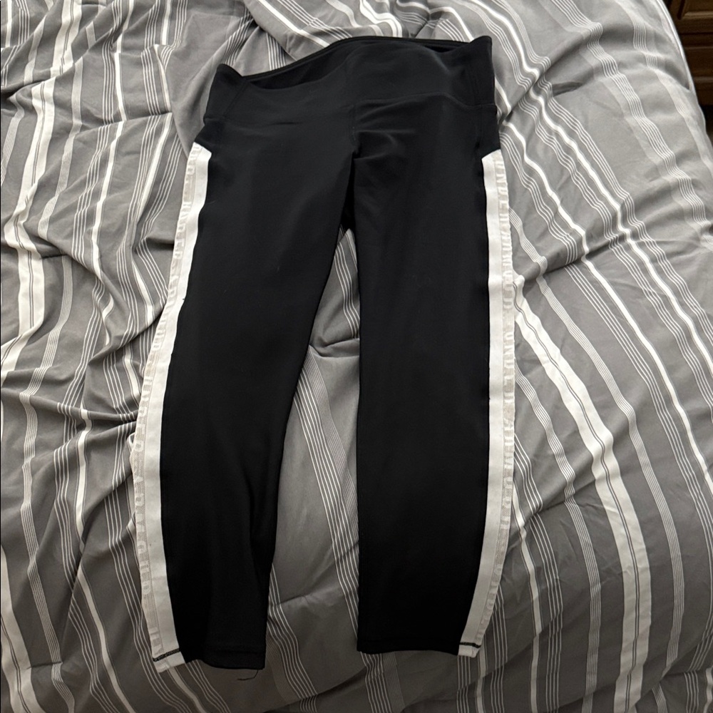 Under Armour Black Leggings with White Stripes